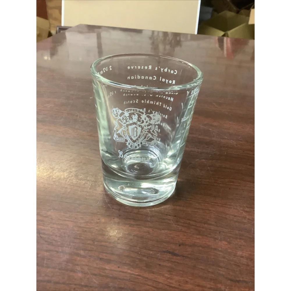 LIBBY BARCLAYS LOGO HEAVY SHOT GLASS 2 1/2 OZ 3 INCHES TALL